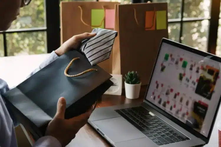 Customer shopping online while receiving tailored product recommendations, demonstrating eCommerce personalization with data-driven insights.
